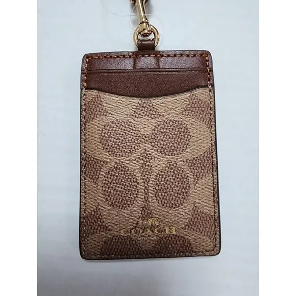 NWT Coach ID Lanyard in Signature Canvas – Tan/Brown CZ285 - Picture 2 of 3